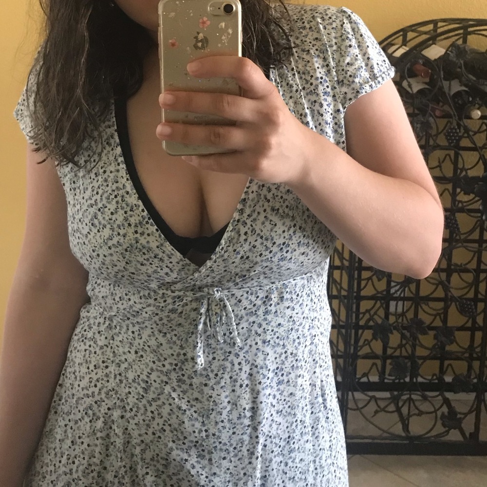 White Floral Midi Wrap Dress